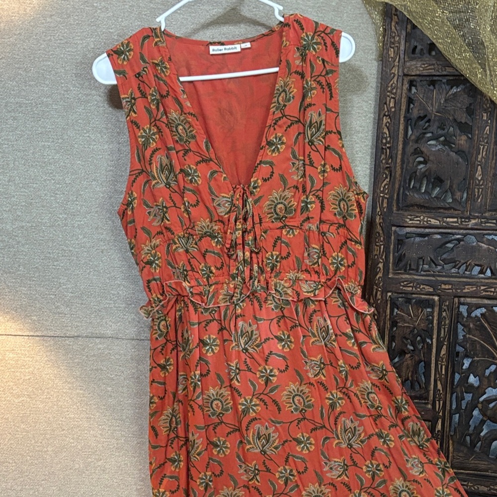 Roller Rabbit Orange Floral Midi Dress